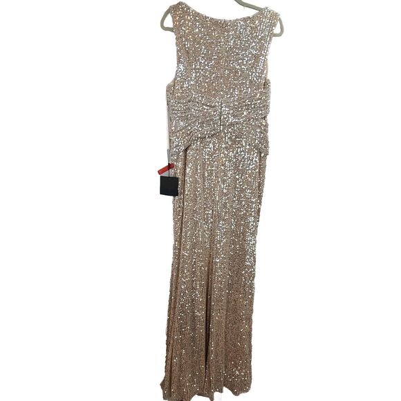 New MAC DUGGAL 26598 Nude Sequim V-Neck Wrap Waist Gown Women's (16)--$398 - Picture 9 of 16